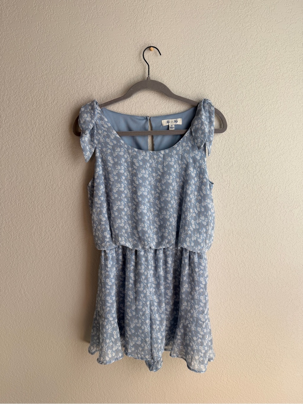 She + Sky Light Blue Floral Tie-Strap Girls Dress